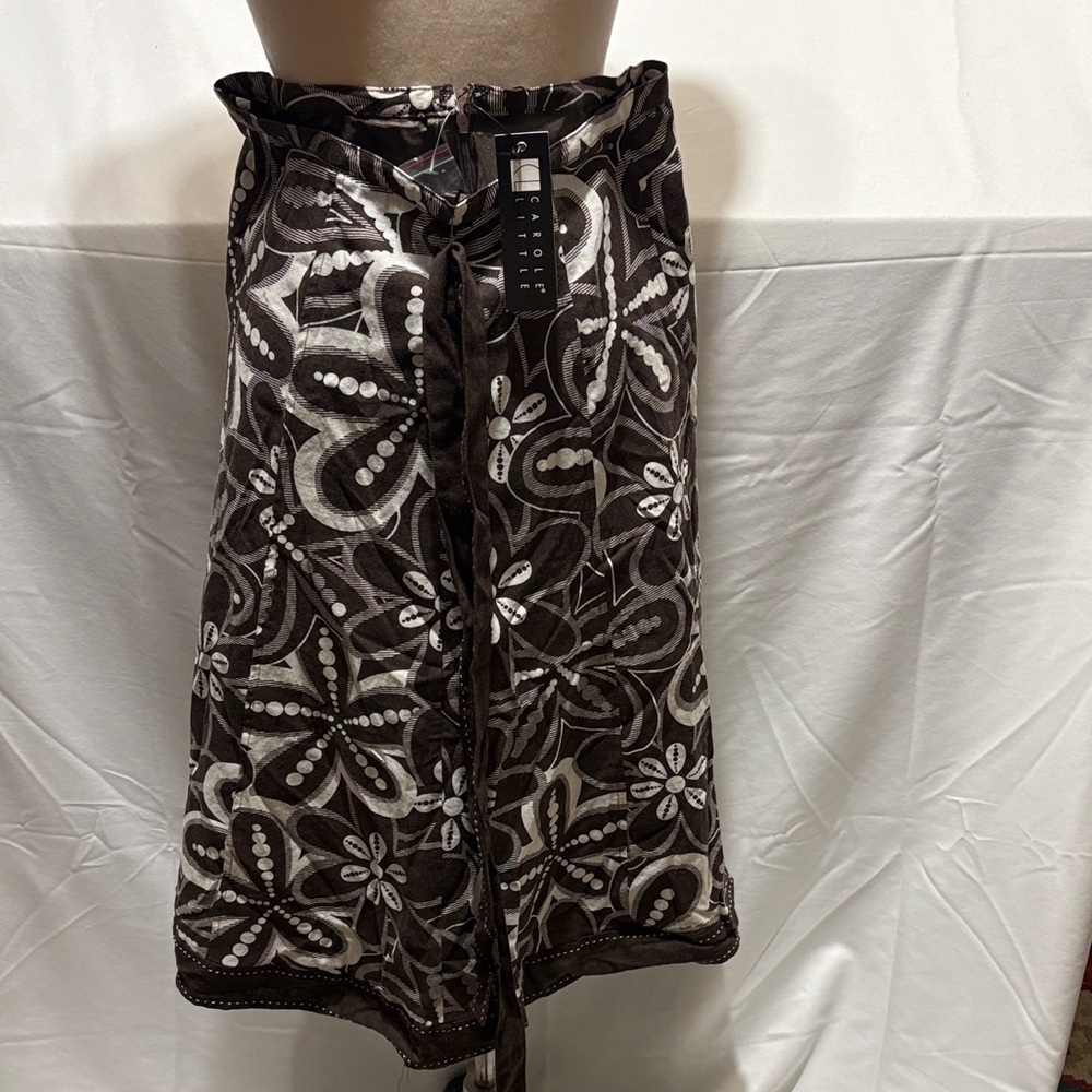 Carole Little Brown and Cream Patterned Midi Skirt